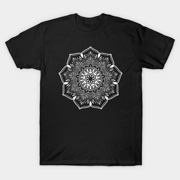 50 Shades of Grey Mandala T-Shirt by AJ Illustration Store